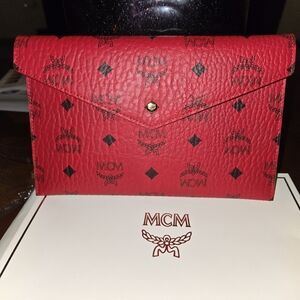 MCM VISETOS RED SMALL PURSE, CLUTCH OR MAKE UP BAG